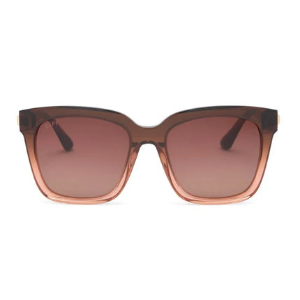 DIFF Bella Square Eye Sunglasses Taupe Ombre Crystal Brown Oversized Women's