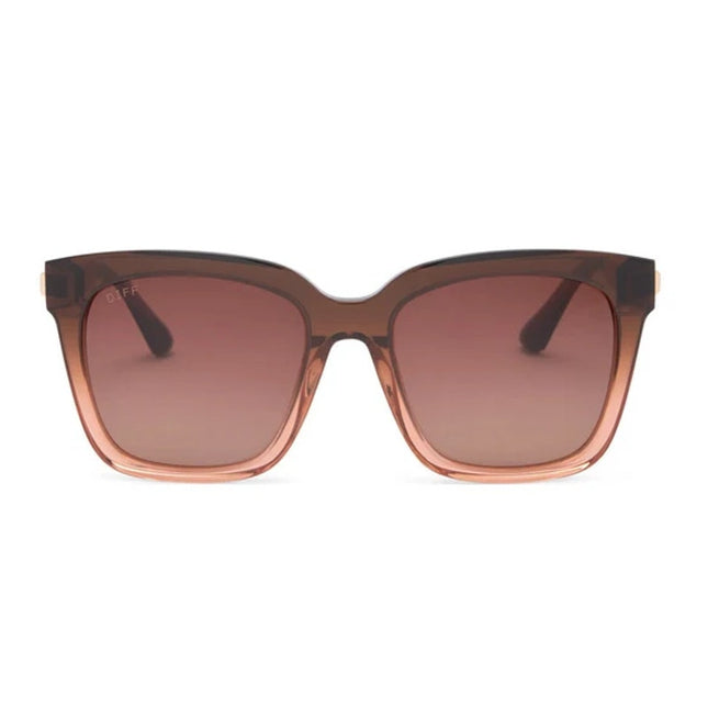 DIFF Bella Square Eye Sunglasses Taupe Ombre Crystal Brown Oversized Women's