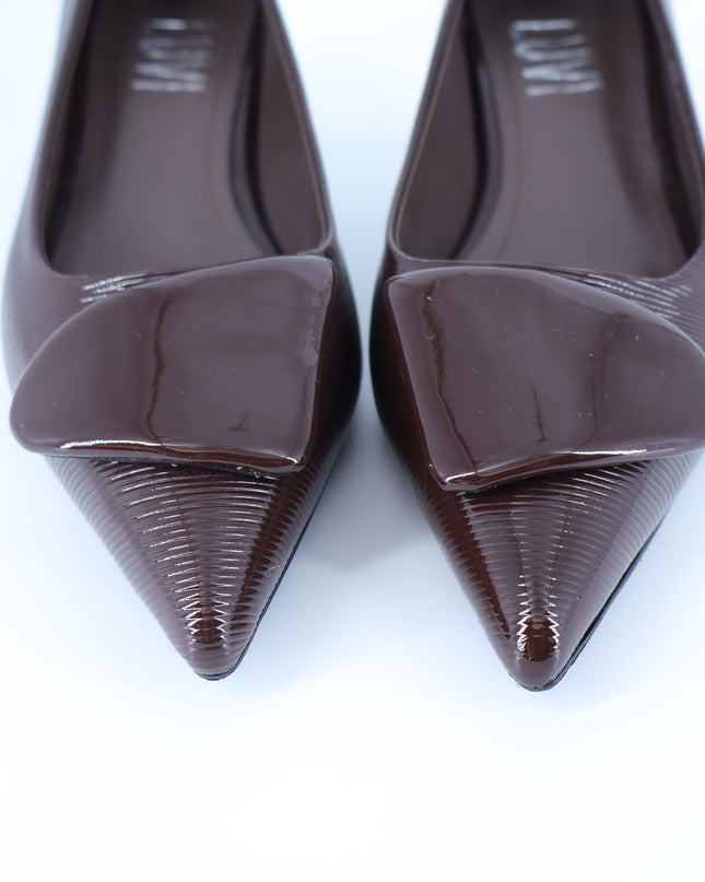 Prologue Shoes Luvi Briana Buckle Pump Brown Pointed Toe Women's 36/US 5.5