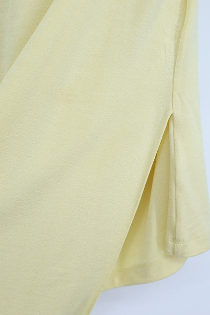 JONATHAN SIMKHAI Yellow Safiya Top Chamomile One Shoulder Draped Knit Women's S