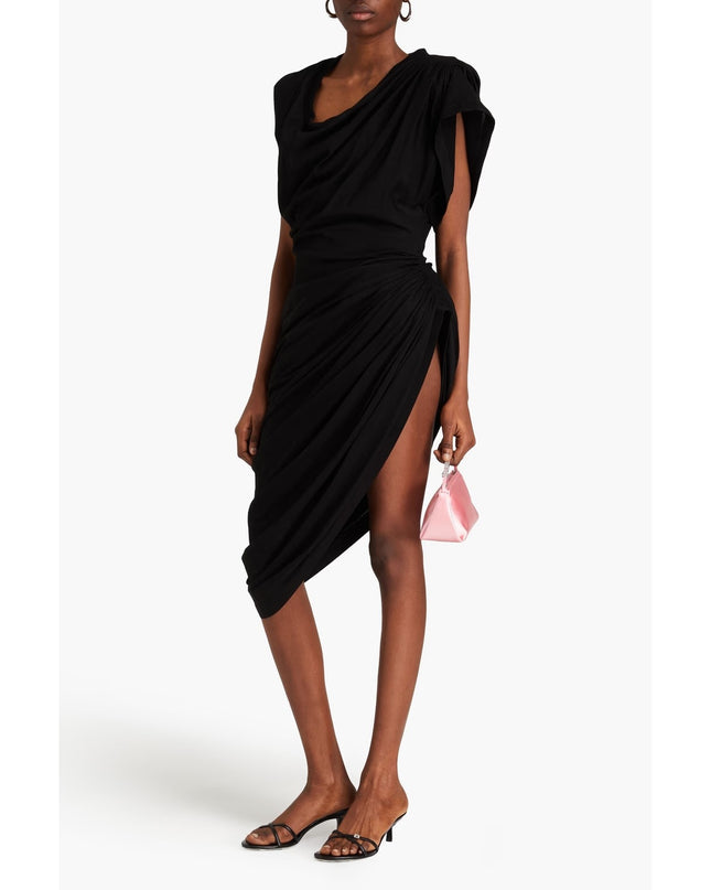 Alexander Wang Asymmetric Draped Dress Black NWT Cotton Jersey Women's 2
