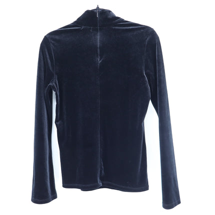 L'agence Coralie Turtleneck Top Black Velvet 3/4 Sleeve Relaxed Fit Women's M