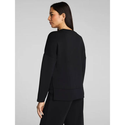 Spanx AirEssentials Crewneck Top Very Black NWT Modal Knit Long Sleeve Women's S