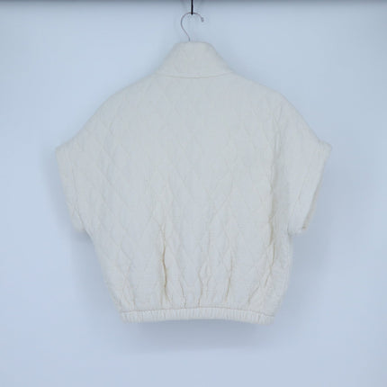 Suzy D Charlston Quilted Jacket Buttermilk Zip Up Cap Sleeve Women's S