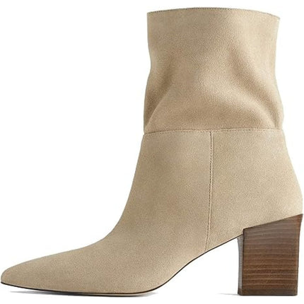 Zara Suede Heeled Boots Tan Soft Split Pointed Toe Women's 40/US 9