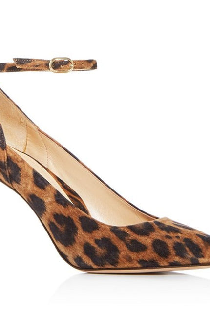 MARION PARKE Muse Leopard Pumps Brown Ankle Strap Pointed Toe Women's 35.5US/5.5