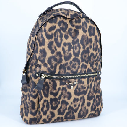 Michael Kors Kelsey Leopard Nylon Backpack Padded Multi Pocket Zip Around