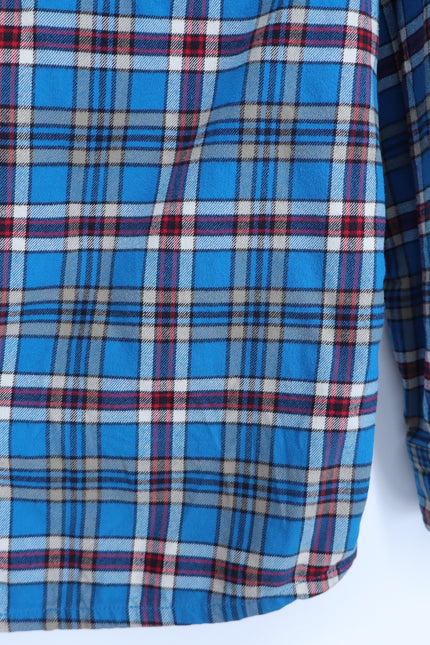STIO Slipstone Midweight Flannel Shirt Blue Plaid Cotton Long Sleeve Men's XL