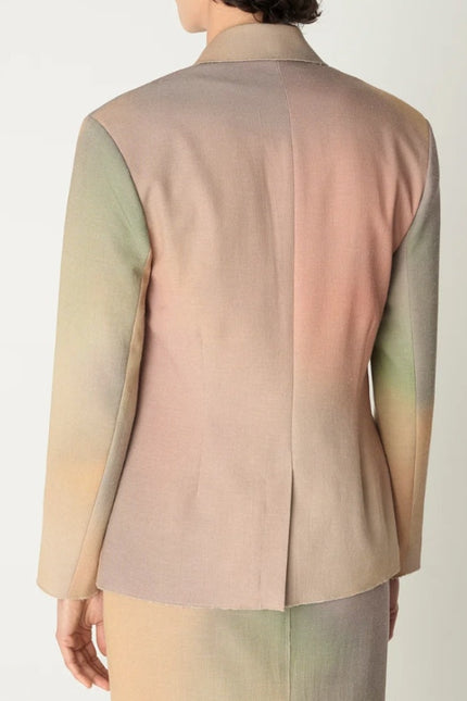 COTELAC Daphne Linen Jacket Rainbow Single Breasted Blazer Women's 1/US 6