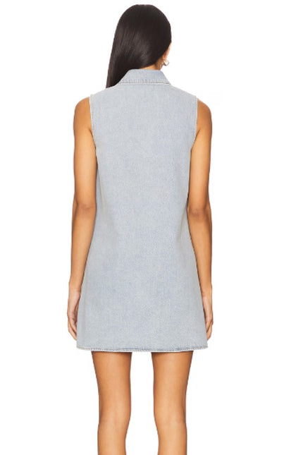 FRAME The City Shift Dress Betty Blue Denim Sleeveless Collared Women's 10