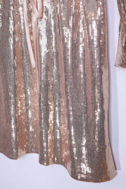 EMERSON FRY NWT Sequin Keyhole Dress Blush Long Sleeve Lined Women's XS