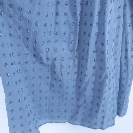 NEVER A WALLFLOWER High Neck Midi Dress Blue Cross Hatch Puff Sleeve Women's XS