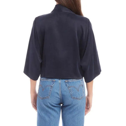 FIFTEEN TWENTY Blouson Tie Front Top Navy NWT Kimono Short Sleeve Women's M