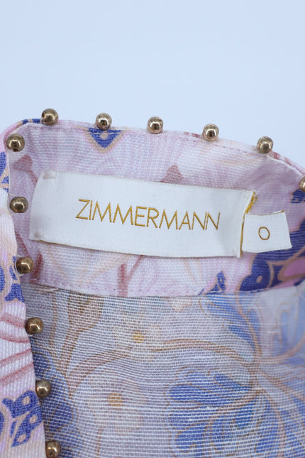 ZIMMERMAN Kaleidoscope Spliced Blouse Multi Floral Long Sleeve Women's 0