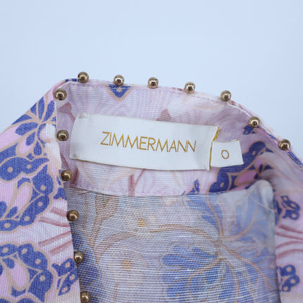 ZIMMERMAN Kaleidoscope Spliced Blouse Multi Floral Long Sleeve Women's 0