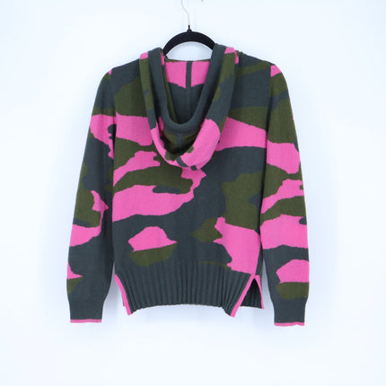 Brodie 100% Cashmere Chloe Camo Hoodie Highland Green Party Pink Women's XS