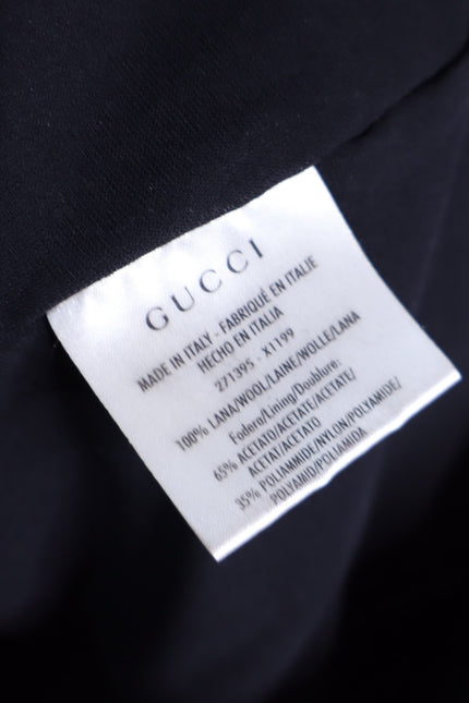 GUCCI Wool Surplice GG Belted Sheath Dress Black Short Sleeve Women's M