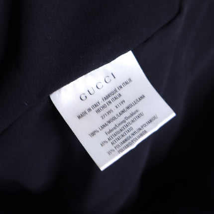 GUCCI Wool Surplice GG Belted Sheath Dress Black Short Sleeve Women's M