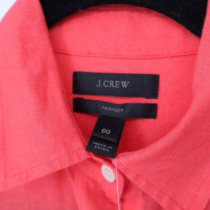 J. Crew Perfect Linen Button Up Shirt Melon Pink Long Sleeve Women's 00