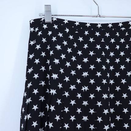 Michael Kors Star Crepe de Chine Skirt Black and White Pleated Silk Women's 8