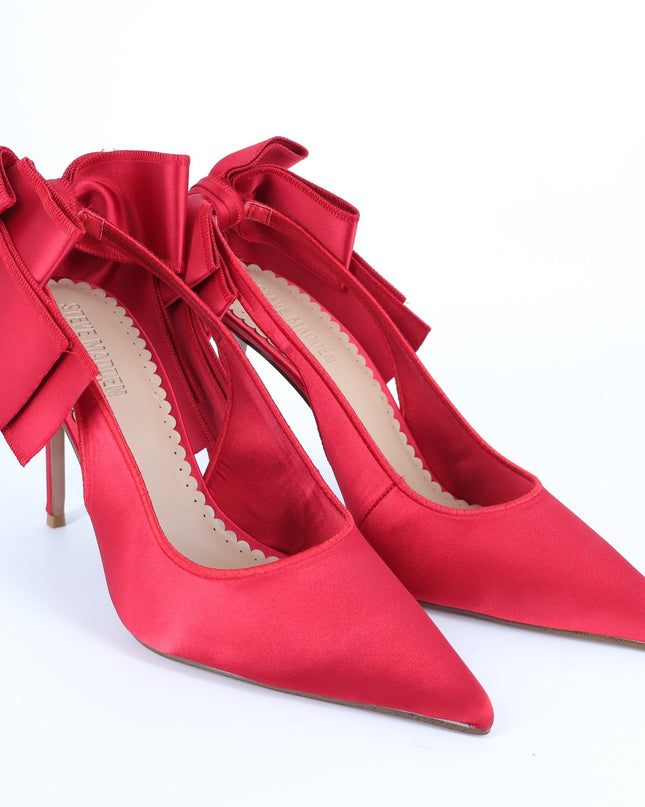 Steve Madden Teacup Slingback Heel Red Satin NIB Bow Pointed Toe Women's 11M