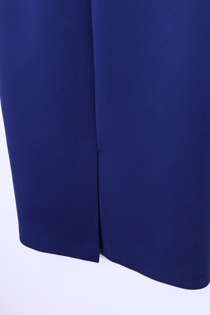BADGLEY MISCHKA Ruffled Off-Shoulder Sheath Dress Navy Stretch Scuba Women's 4