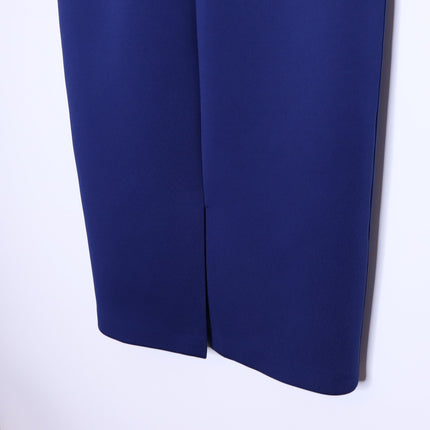 BADGLEY MISCHKA Ruffled Off-Shoulder Sheath Dress Navy Stretch Scuba Women's 4