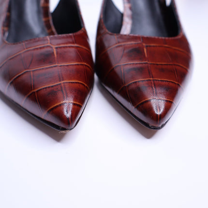 VERONICA BEARD Callie Croc Embossed Slingback Pump Sepia Red Women's 5.5
