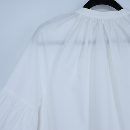 SEZANE Nerissa Button Up Shirt Ecru White Oragnic Cotton Poplin Women's 40/US 8
