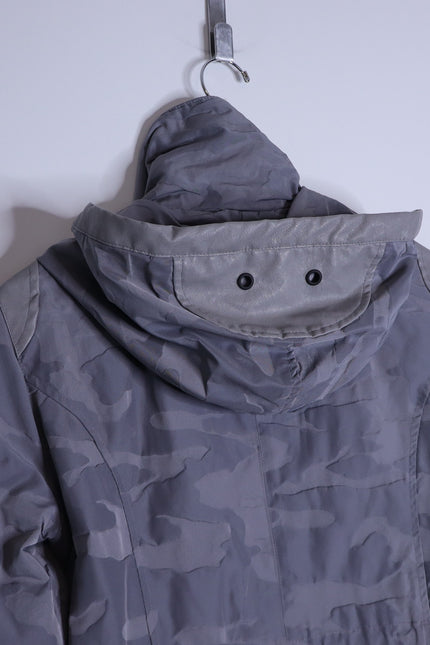BLANC NOIR Hooded Water Resistance Anorak Jacket Gray Camo Women's M