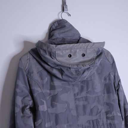 BLANC NOIR Hooded Water Resistance Anorak Jacket Gray Camo Women's M