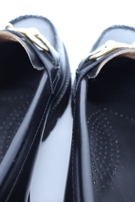 G.H. BASS Lianna Bit Weejun Loafers Black NIB Super Lug Gold Horse Bit Women's 9