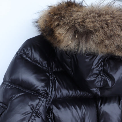 SAM. Blake Down Puffer Coat Black Raccoon Trim Quilted Jacket Women's M