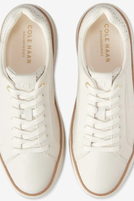 COLE HAAN Grandpro Topspin Sneakers Ivory Scallop Lace Up Women's 5.5B