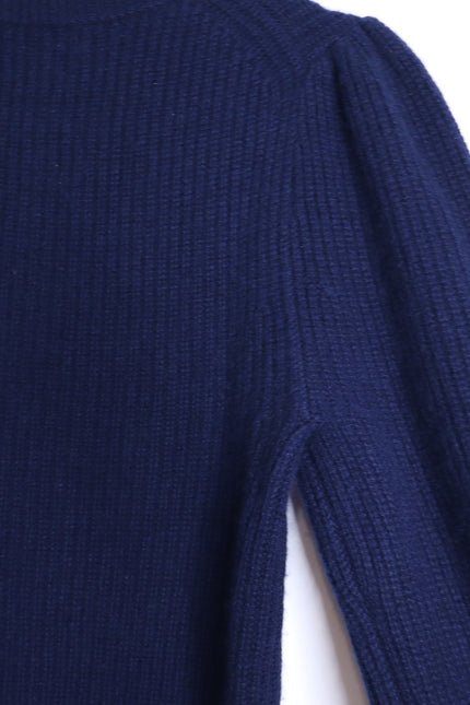 J. CREW 100% Cashmere Puff Sleeve Sweater Navy Blue Mock Neck Women's XS