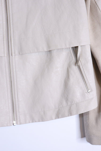 BY ANTHROPOLOGIE Marcail Faux Leather Anorak Jacket Beige Long Sleeve Women's S
