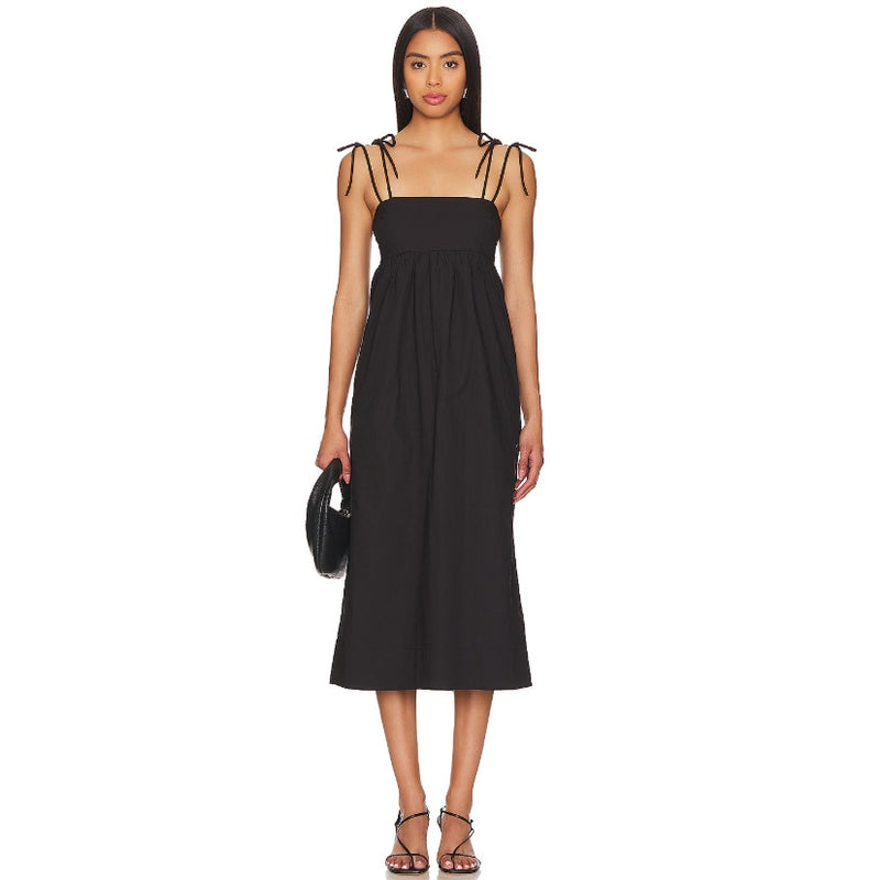 GANNI Cotton Poplin String Midi Dress NWT Black Multi-Strap Women's 34/US 2
