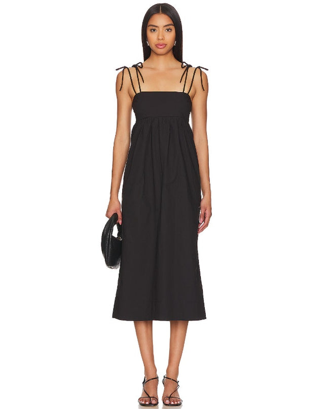 GANNI Cotton Poplin String Midi Dress NWT Black Multi-Strap Women's 34/US 2