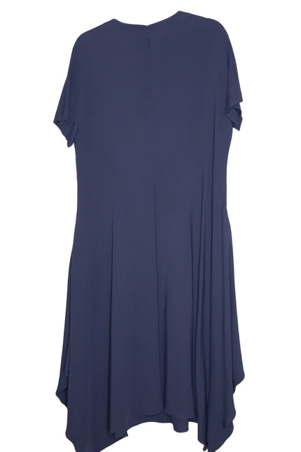 FABIANA FILIPPI Asymmetrical Short Sleeves Midi Dress Ash Blue Women's XL