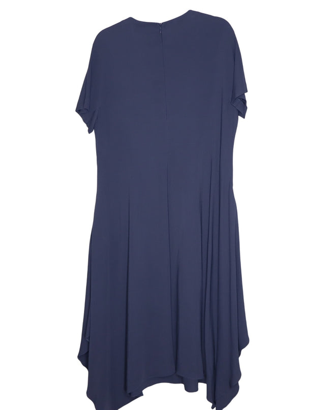 FABIANA FILIPPI Asymmetrical Short Sleeve Midi Dress Ash Blue Women's XL