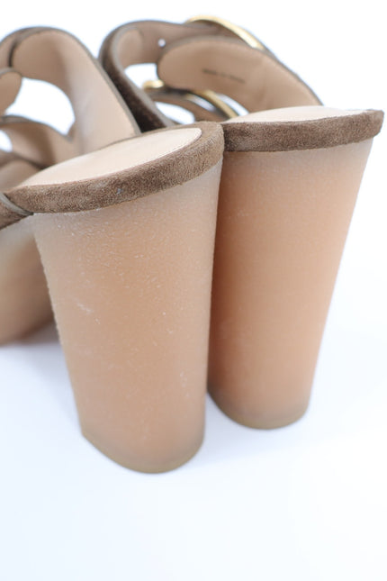 VERONICA BEARD Garrick Platform Slide Sandals Mocha Suede Strap Women's 5.5M
