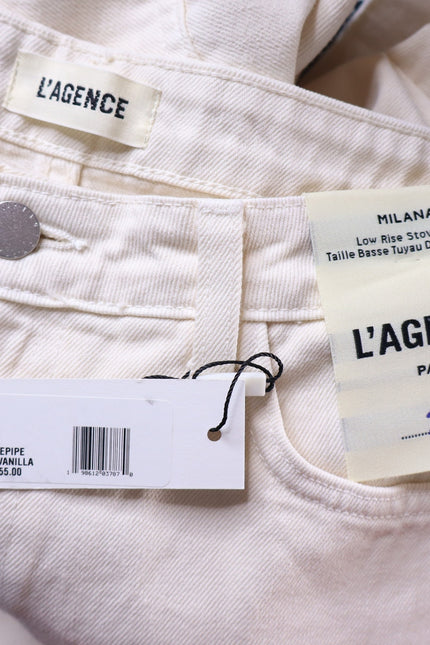 L'AGENCE NEW Milana Low Rise Stovepipe Straight Jeans French Vanilla Women's 28