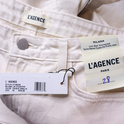 L'AGENCE Milana Stovepipe Straight Jeans NWT French Vanilla Low Rise Women's 28