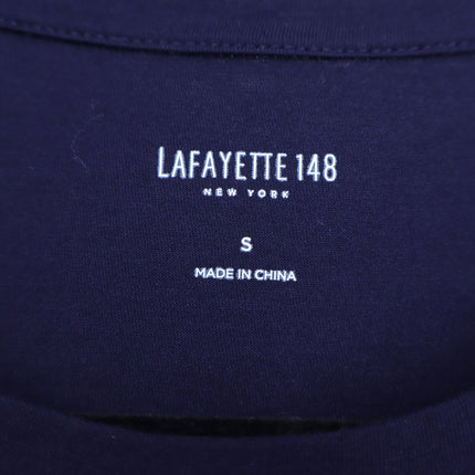 Lafayette 148 The Modern T-Shirt Navy Blue Crew Neck Short Sleeve Women's S