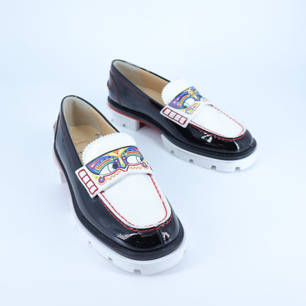 Christian Louboutin Printed Lug Loafers Black NIB Leather Women's 35/US 5