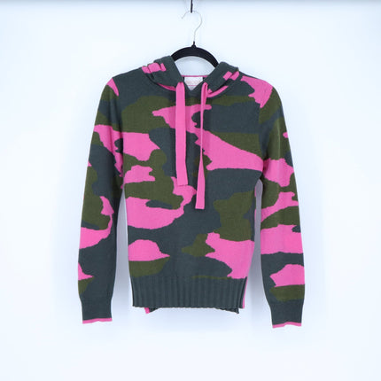 Brodie 100% Cashmere Chloe Camo Hoodie Highland Green Party Pink Women's XS