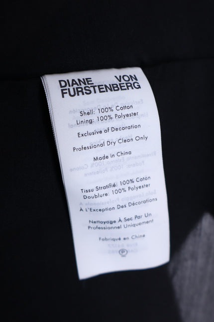 DIANE VON FURSTENBERG Polina Cotton Dress Black Eyelet Puff Sleeve Women's 6