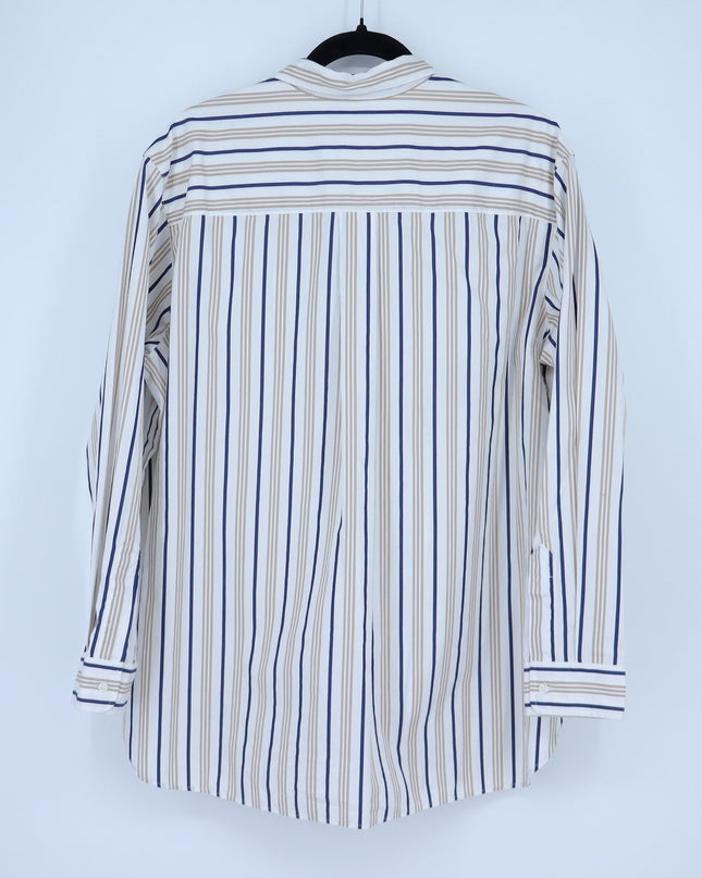 Frank & Eileen Joedy Boyfriend Shirt White Multi Stripe Button Up Women's L