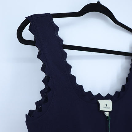 Tuckernuck Ric Rac Compression Tank Navy NWT Scalloped Knit Tank Top Women's L
