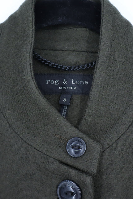 RAG & BONE Slade Wool Blazer Army Green Long Sleeve 4-Pocket Women's 8